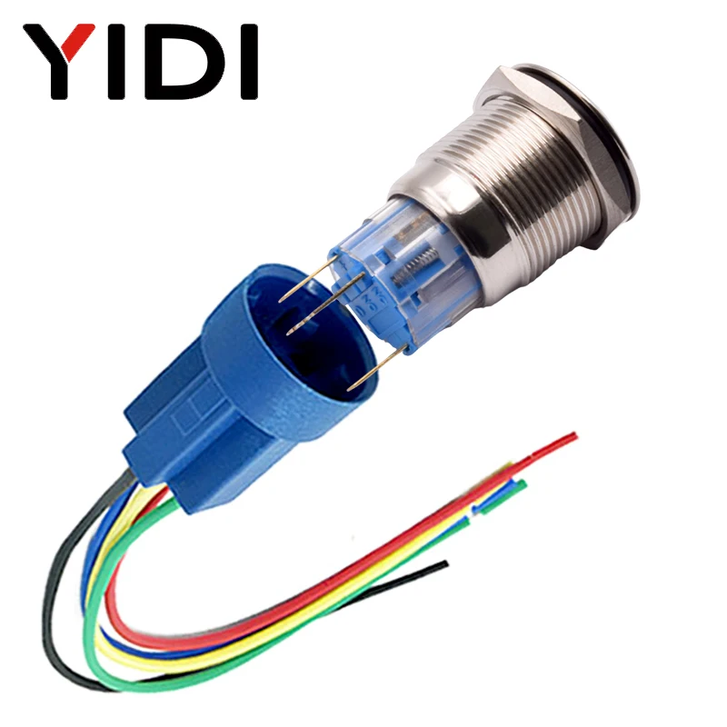 Антивандальный металлический кнопочный переключатель из нержавеющей стали 1NO1NC