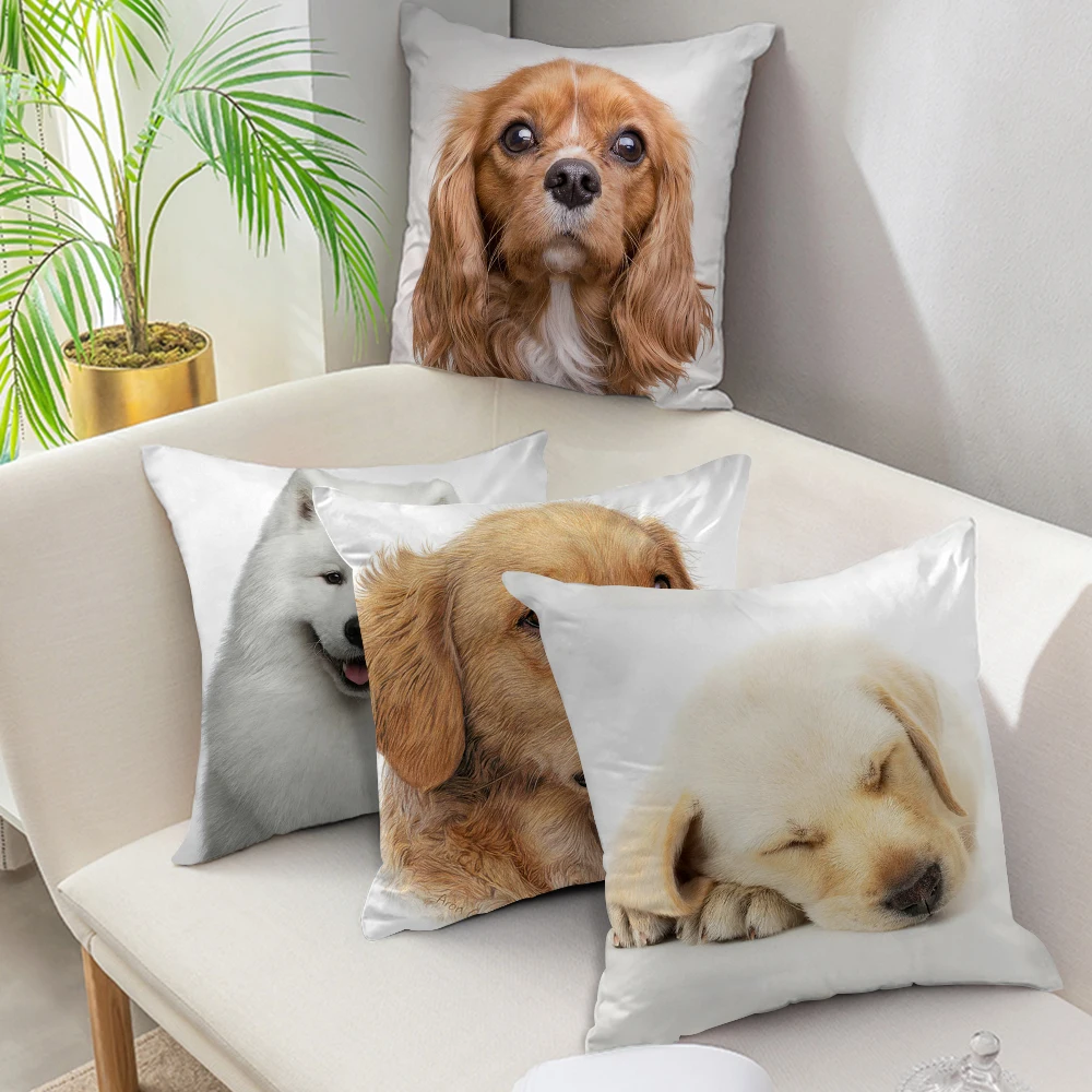 

Fuwatacchi Animal Pillow Cover Docile pet Puppy Cushion Cover Printed Throw Pillowcase for Sofa Decorative Pillow 45x45 Cm
