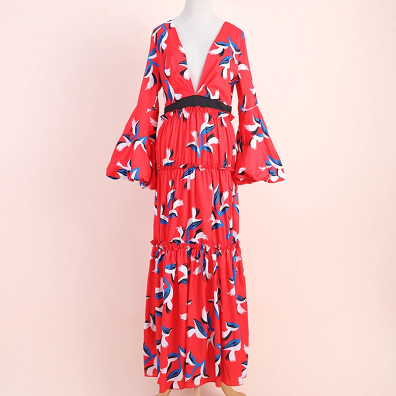 Женское плиссированное платье макси красное праздничное с длинным