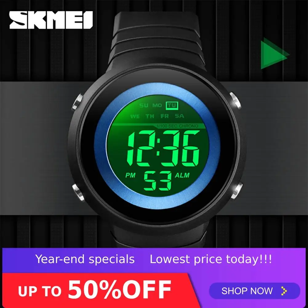 Цифровые часы SKMEI модные спортивные мужские с отображением недели будильник