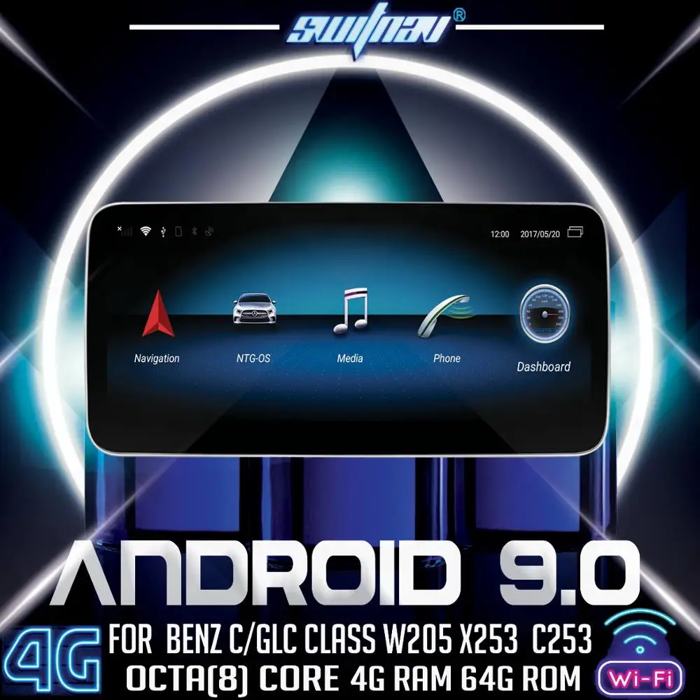 SWITNAV Android 9 0 Автомобильный DVD плеер для BENZ C класса GLC 2015 2016 2017 2018 NTG 5 gps аудио дисплей