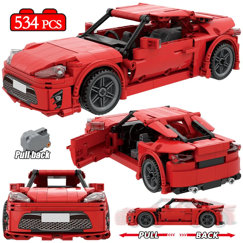 

Городской механический спортивный автомобиль MOC, модель автомобиля, строительные блоки, технический гоночный автомобиль, сделай сам, кирпи...
