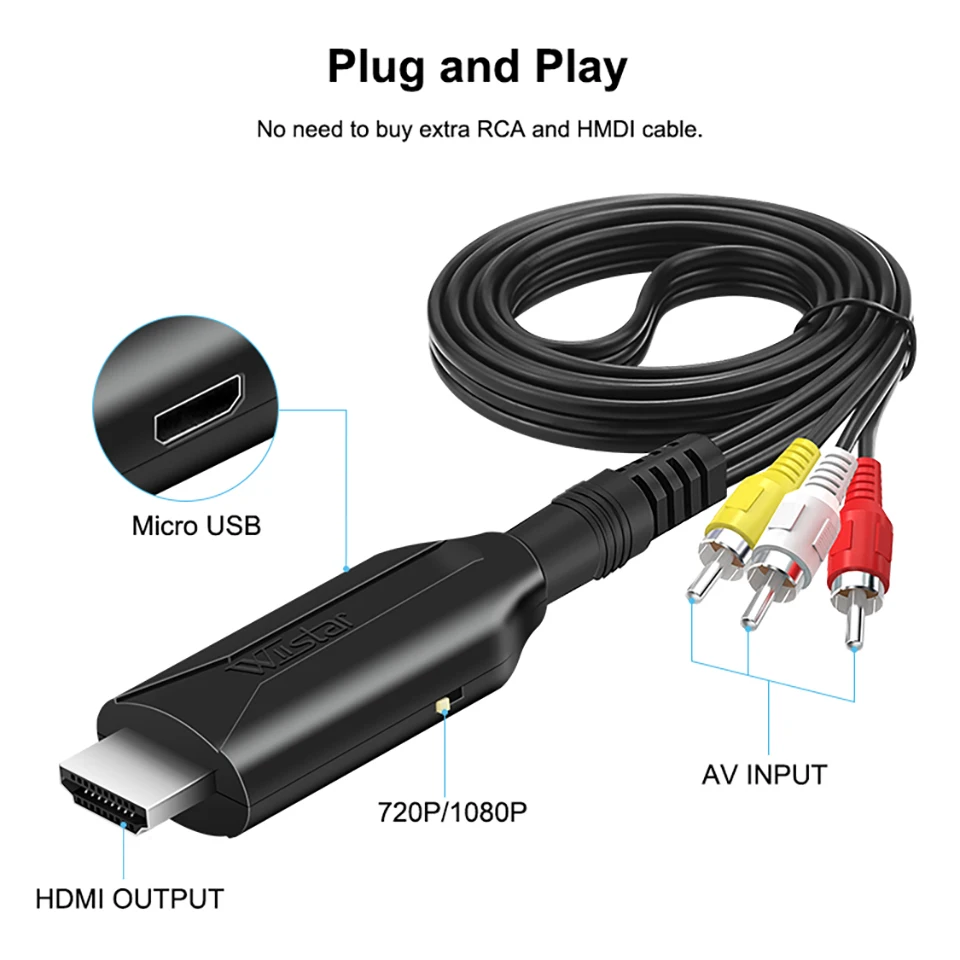 Преобразователь Av-Hdmi Переходник плата Hdmi Upscaler преобразователь Rca-Hdmi для ТВ |