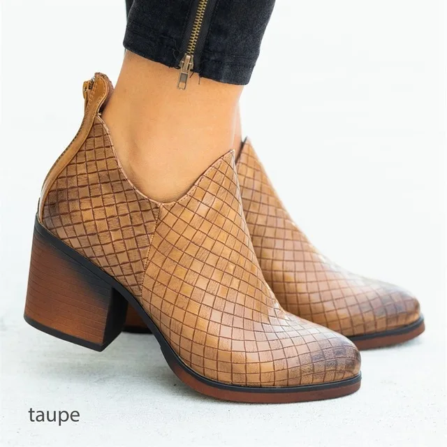taupe2 MoneRffi/повседневные женские модные новые осенние ботильоны с острым носком; женские слипоны на каблуке; Прямая поставка - Цвет: taupe2