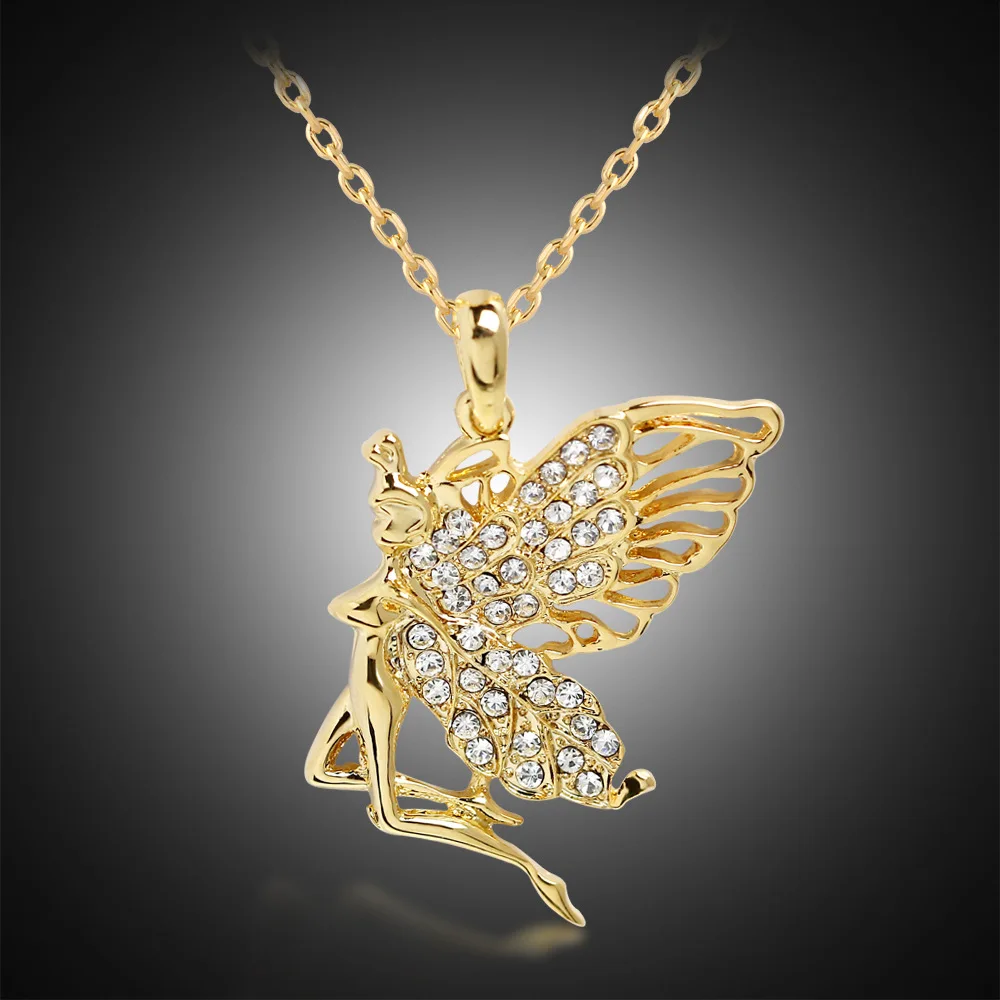 

18K Gold Butterfly Fairy Pendant Necklace for Women Exquisite Cute Zircon Angel Elves Wings Chain Necklaces Birthday Jewelry
