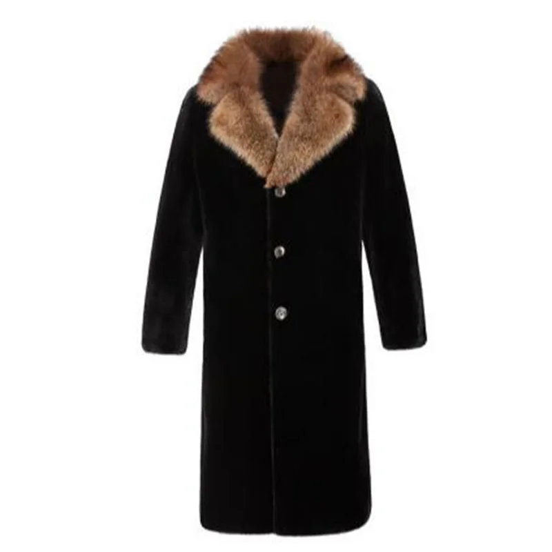 

Mink fur coat men's single-breasted clothes whole mink North American sable windbreaker jacket black пальто мужское зимнее