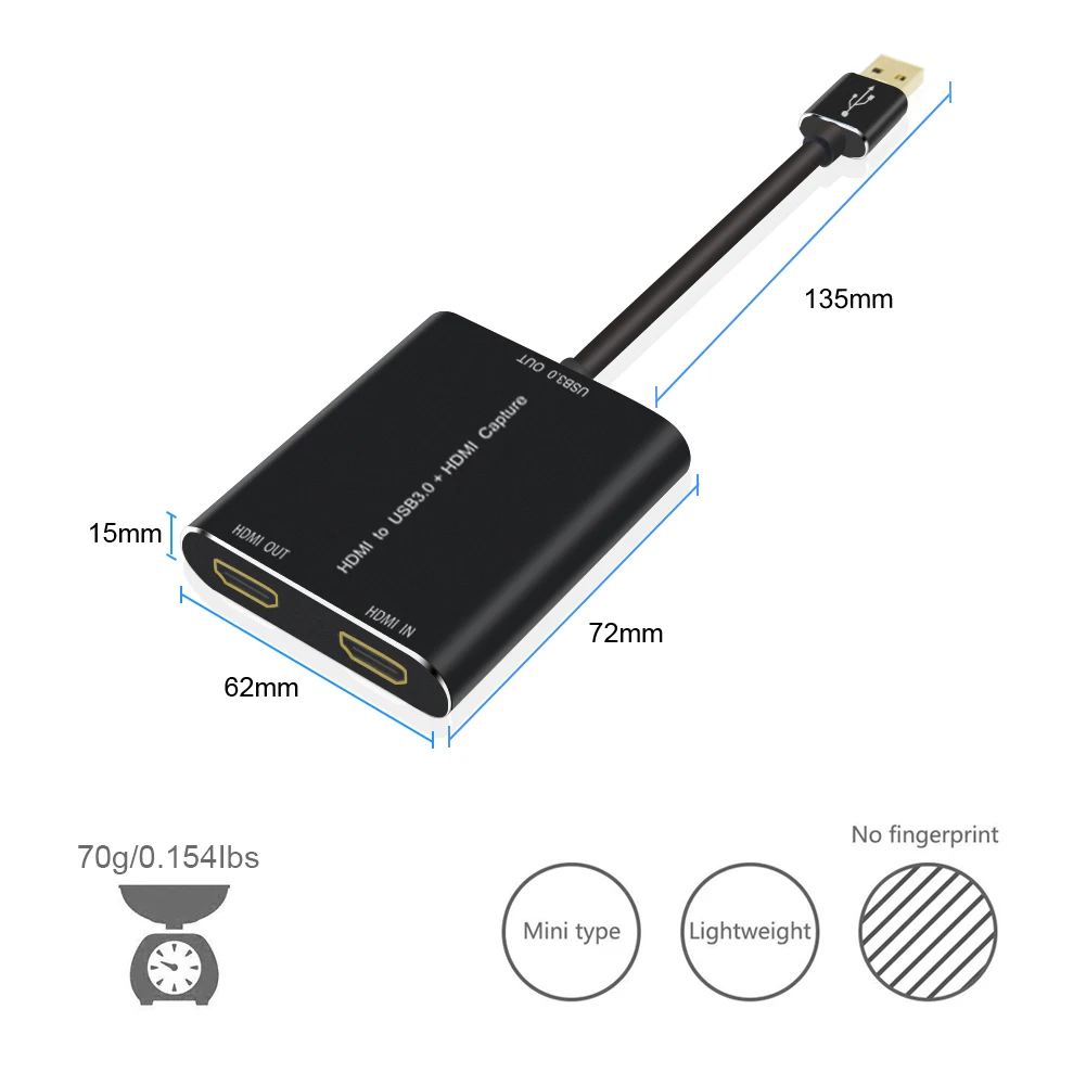 Карта видеозахвата AIXXCO USB 3 0 HDMI к USB|Кабели HDMI| |