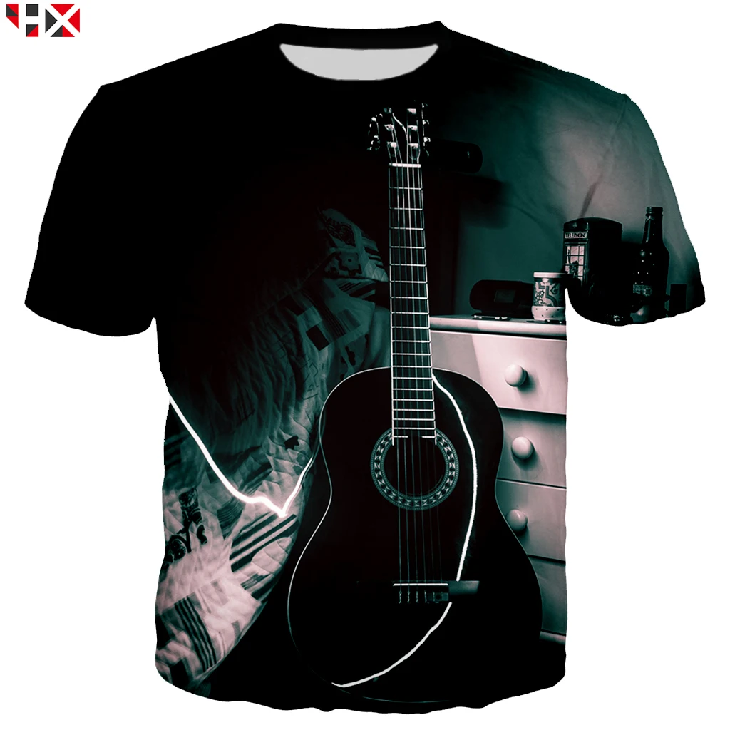 Летняя Горячая Распродажа Мужская футболка с бас гитарой 3D принт музыкальный