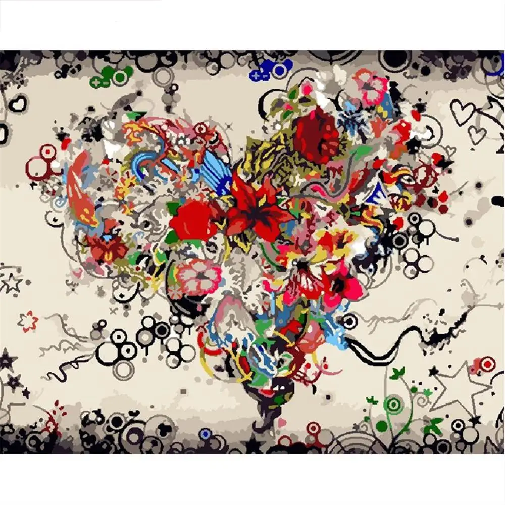 

Алмазная живопись KAMY YI в форме сердца с граффити и цветами, алмазная вышивка 5D, настенное визуальное украшение для дома и комнаты