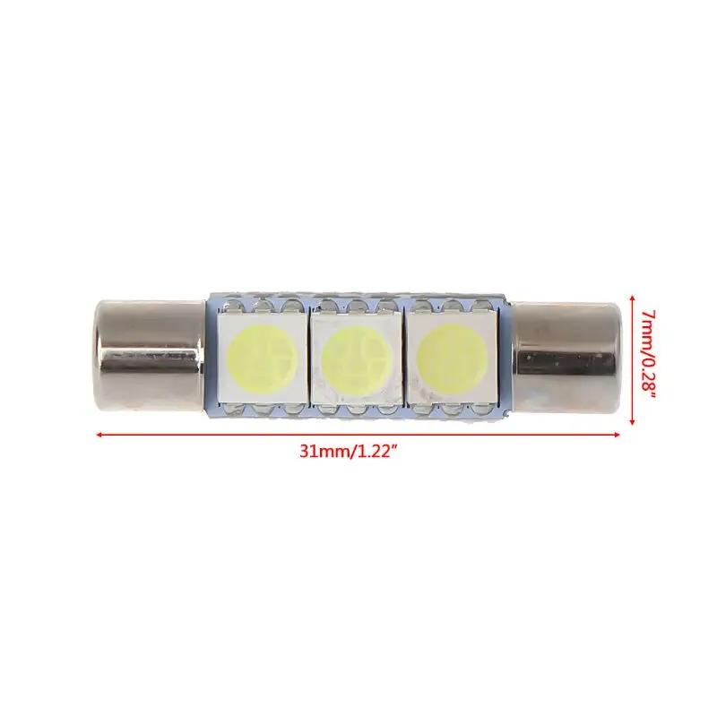 1 шт. Белая светодиодная лампа T6 5050 31 мм 3 SMD для автомобиля солнцезащитный козырек