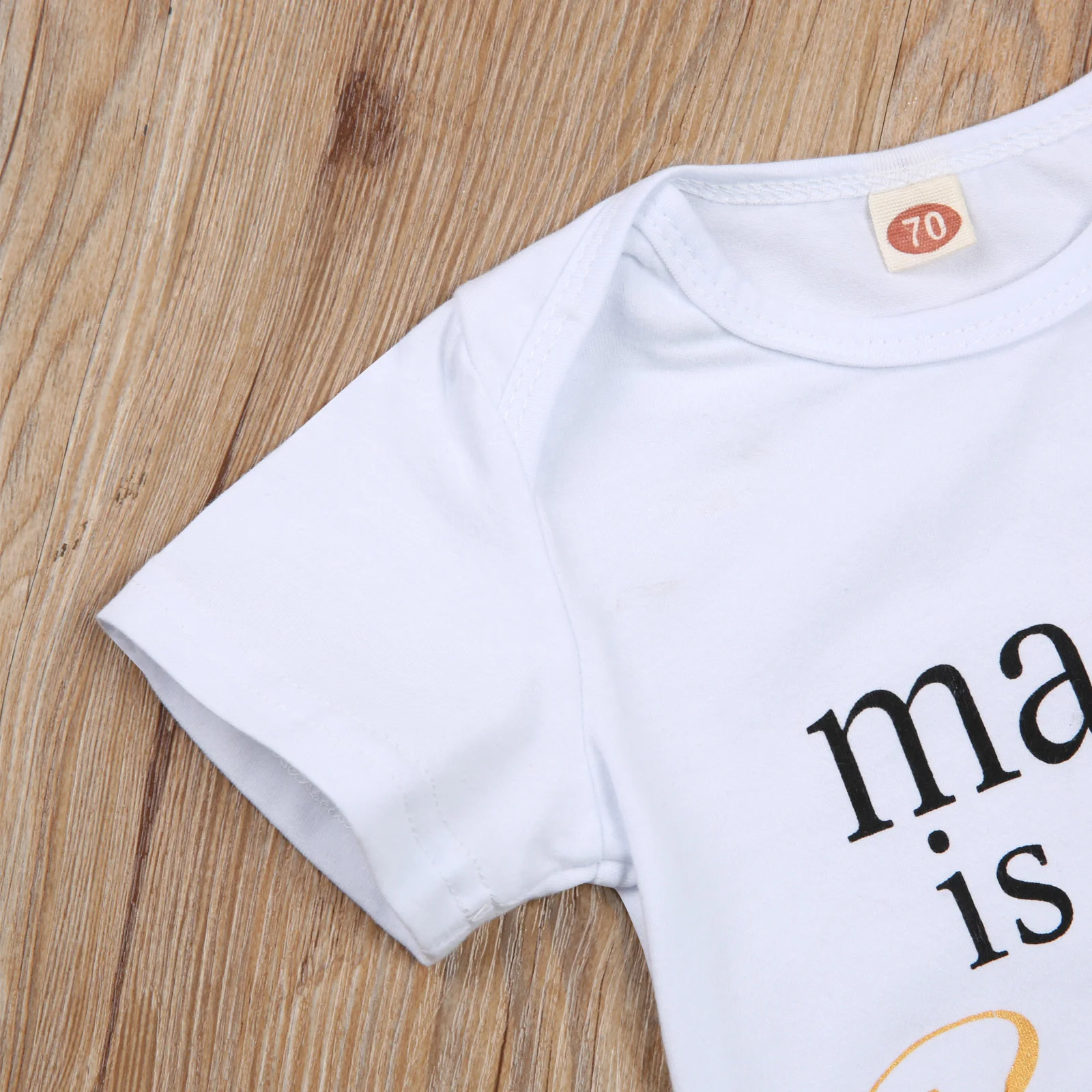 

3 PCS Baby Girl Outfits Short-Sleeved Round Neck Letter Printed Romper + Net Gauze Fluffy Skirt + Sequin Bow Headband