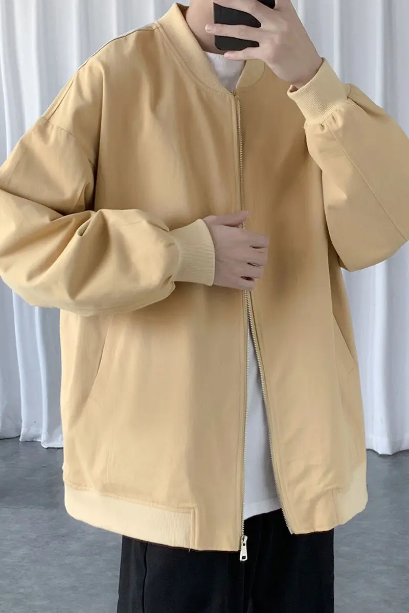 

2020 Spring And Autumn New Youth Popular Loose Solid Color Couple Baseball Uniform Fashion Casual Stand-up Collar Jacket