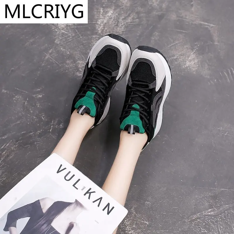 

Spring Fashion Woman Mesh Surface Breathable Sneaker Platform Walking Comfortably 2021 Woman Casual Vulcanized Shoes Plus Size