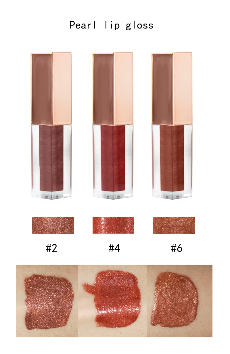 New 6 color Lip gloss Shimmer Liquid Organic Lipgloss Private Label Custom Logo