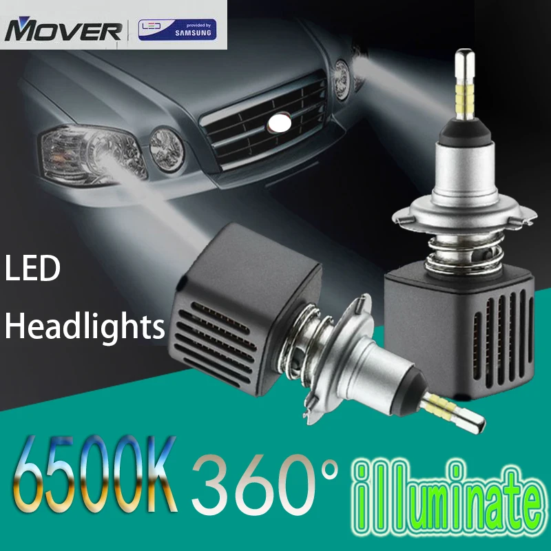 Автомобильные фары MOVER SAMSUNG H1 H4 H7 H8 H9 9005 9006 HB3 HB4 6500K с белым светом 2 шт.