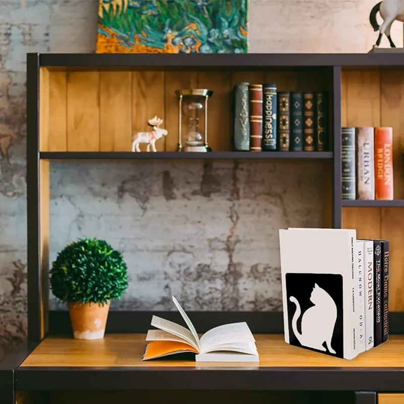 

2 pcs Decorative Metal Book Stands for Home Office File Organizer for student