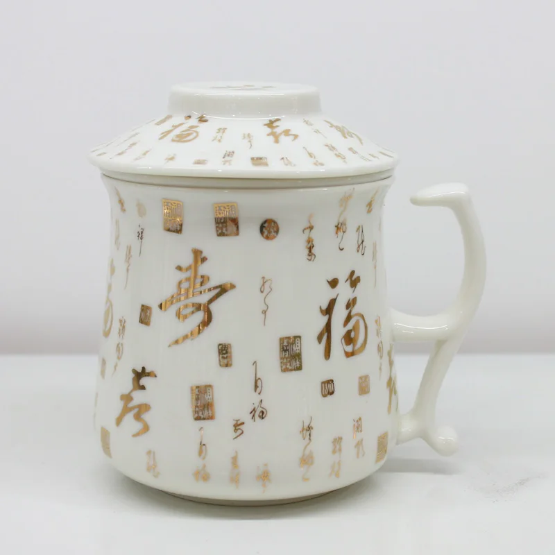 Ручная роспись китайский Стиль снега Чай стаканчик с крышкой для кубиков льда