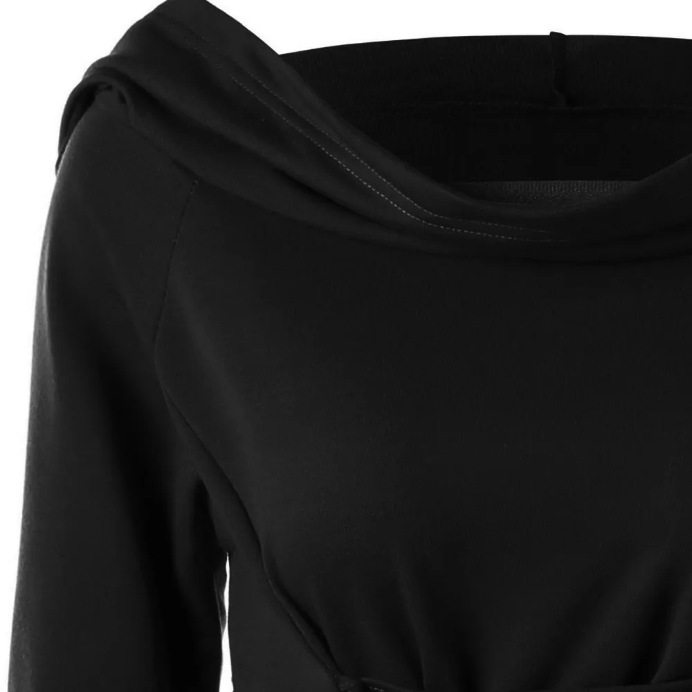 Женское платье на шнуровке винтажный пуловер с капюшоном длинное Бандажное плащ