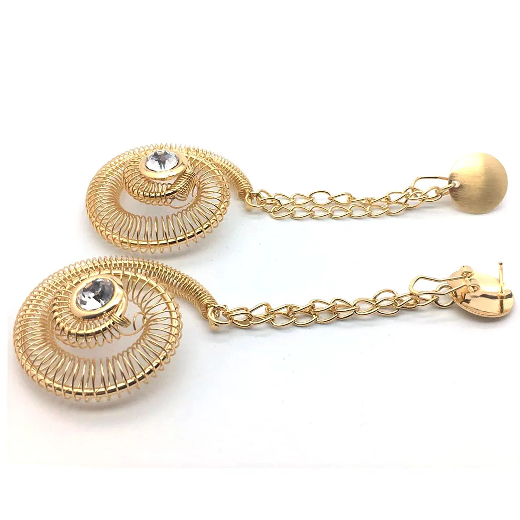 Комплект ювелирных изделий из бисера золотистого цвета Дубая длинные серьги