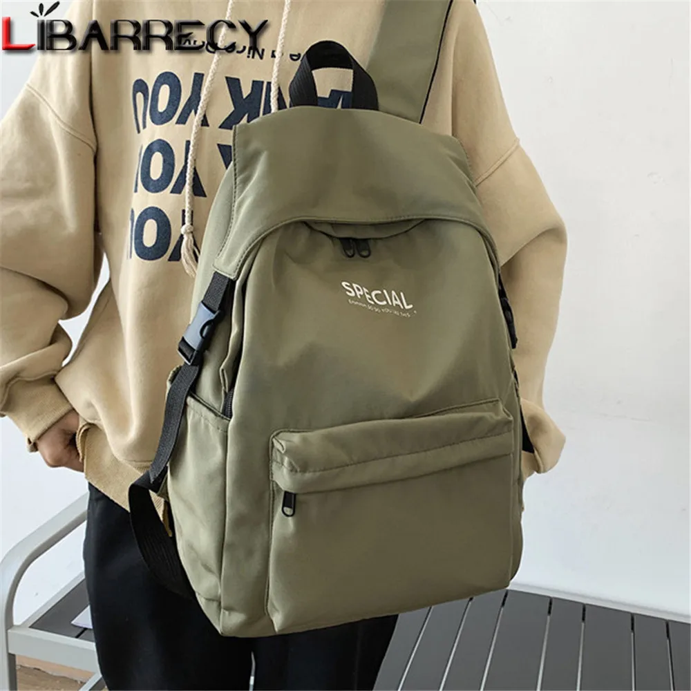 

2021 Fashion Letter Design Ladies Backpack Quality Nylon Women Student Backpack Solid Color Designer Teenager Laptop School Bag