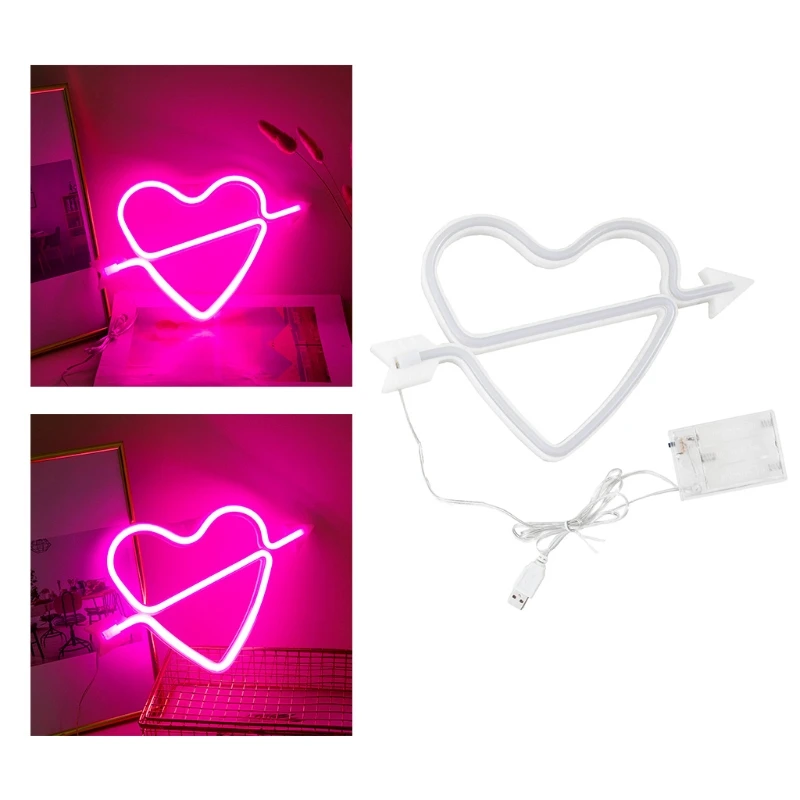 Heart Neon Sign Light for Wall Decor Battery or USB Operated LED Lights Christmas Living Room Kids Birthday Party Bar | Дом и сад