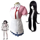 Костюм для косплея Mikan Tsumiki Dangan Ronpa 2, женское платье на Хэллоуин, рубашка, юбка, парик, наряд C40K215
