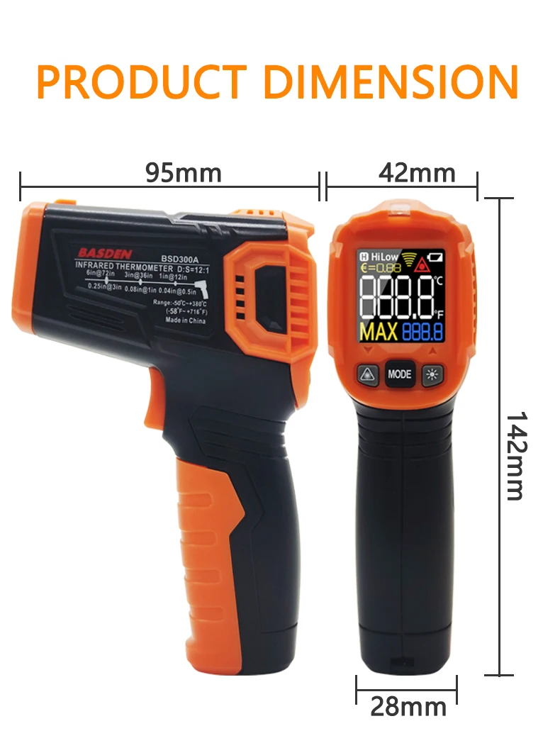 temperatura termômetro a laser handheld ir temp gun display colorido