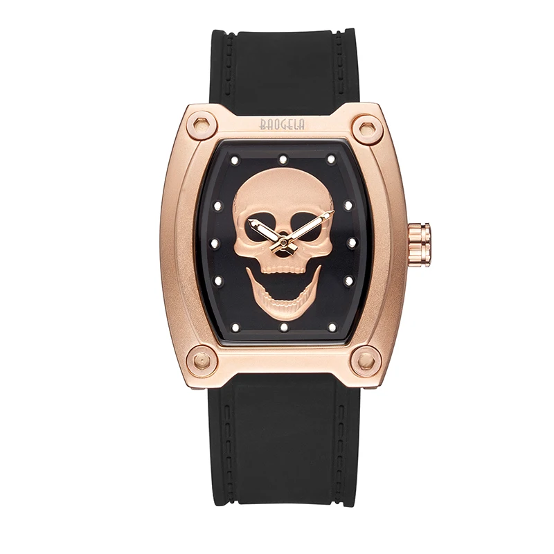 BAOGELA nouveau Спорт кварцевые squelette montres bande de Silicone грудь для люминисцентных crâne montre-браслет homme Relogios Mascu - Цвет: 1810 ROSE