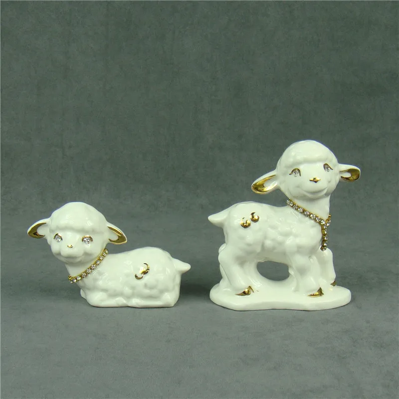 Фарфоровые фигурки влюбленных овец Керамика ручной работы миниатюры ягненка