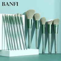 banfi 13pcs green makeup brushes set soft concealer eyeshadow foundation blush lip eyebrow brushes set for face make up cosmetic