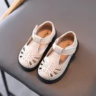 Детские кожаные сандалии E492, дышащие босоножки принцессы, с вырезами, весна-лето 2021