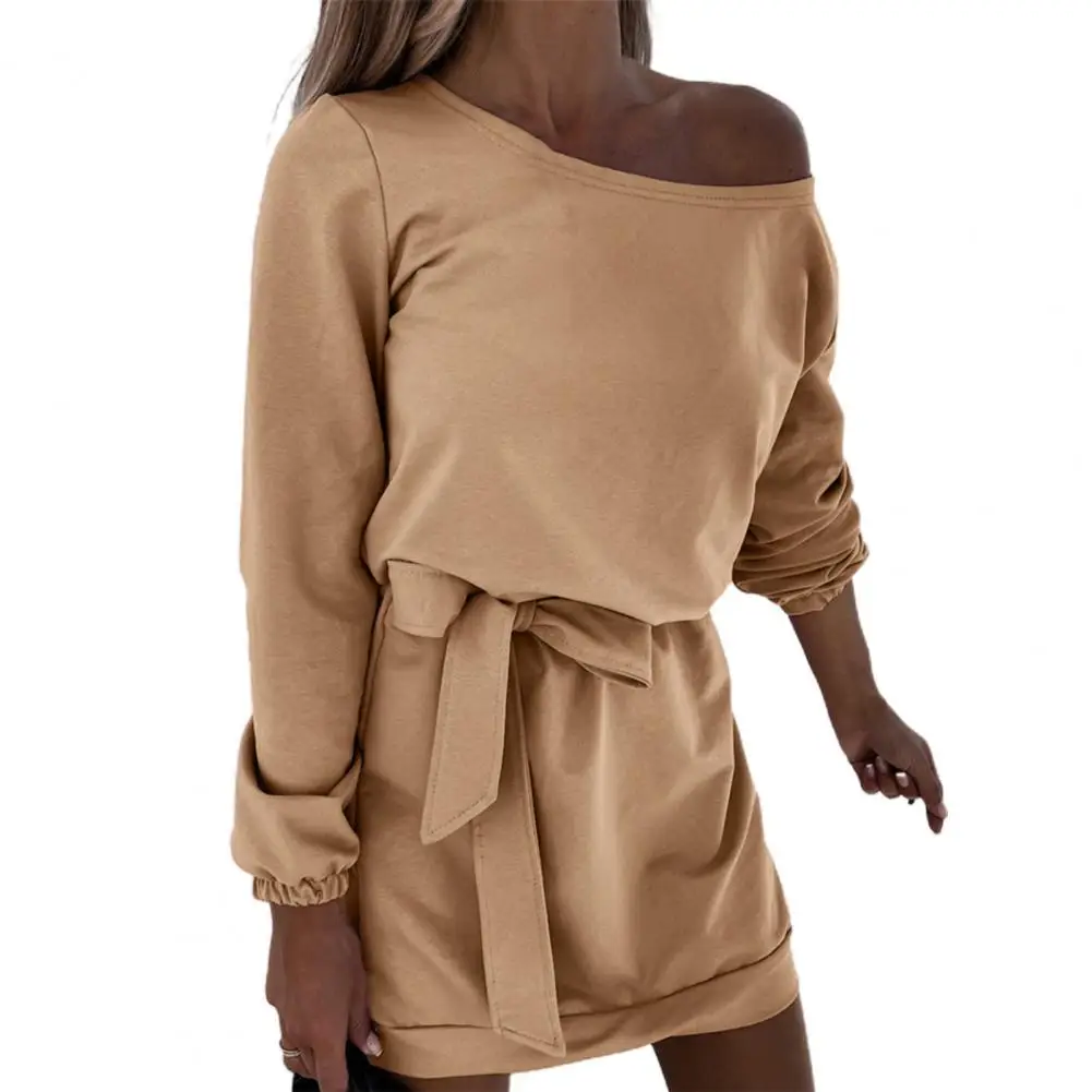 

Sexy Women Mini Dress Breathable Party Dress Solid Color Belt Spring Autumn Loose Office Lady Dresses Vestidos