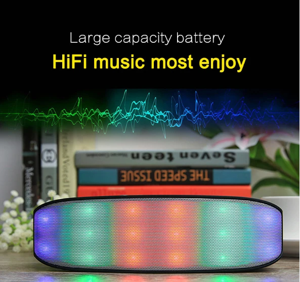 Портативный Мини светодиодный свет HD объемный звук Bluetooth Динамик Поддержка FM