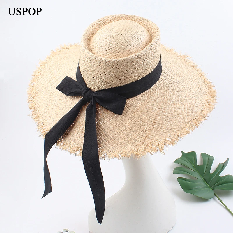 Шляпка от солнца USPOP из рафии женская Соломенная пляжная Панама ручной работы с