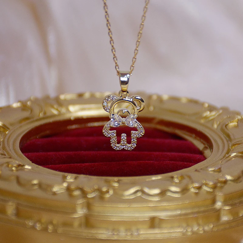 

Lovely Bear Clavicle Chain Wedding Jewelry Pendant Girls Simple Ins Cute Bear Shape Pendant Necklace Short Necklace Mother Gifts