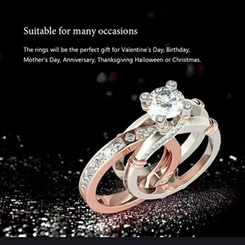 

Women 3pcs/set Ring Fashion Silver/Gold Color Wedding Engagement Jewelry