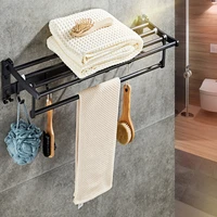 bathroom toilet towel holder rack with storage hook wall mounted foldable bathrobe clothes comb aluminum hanger organizer holder