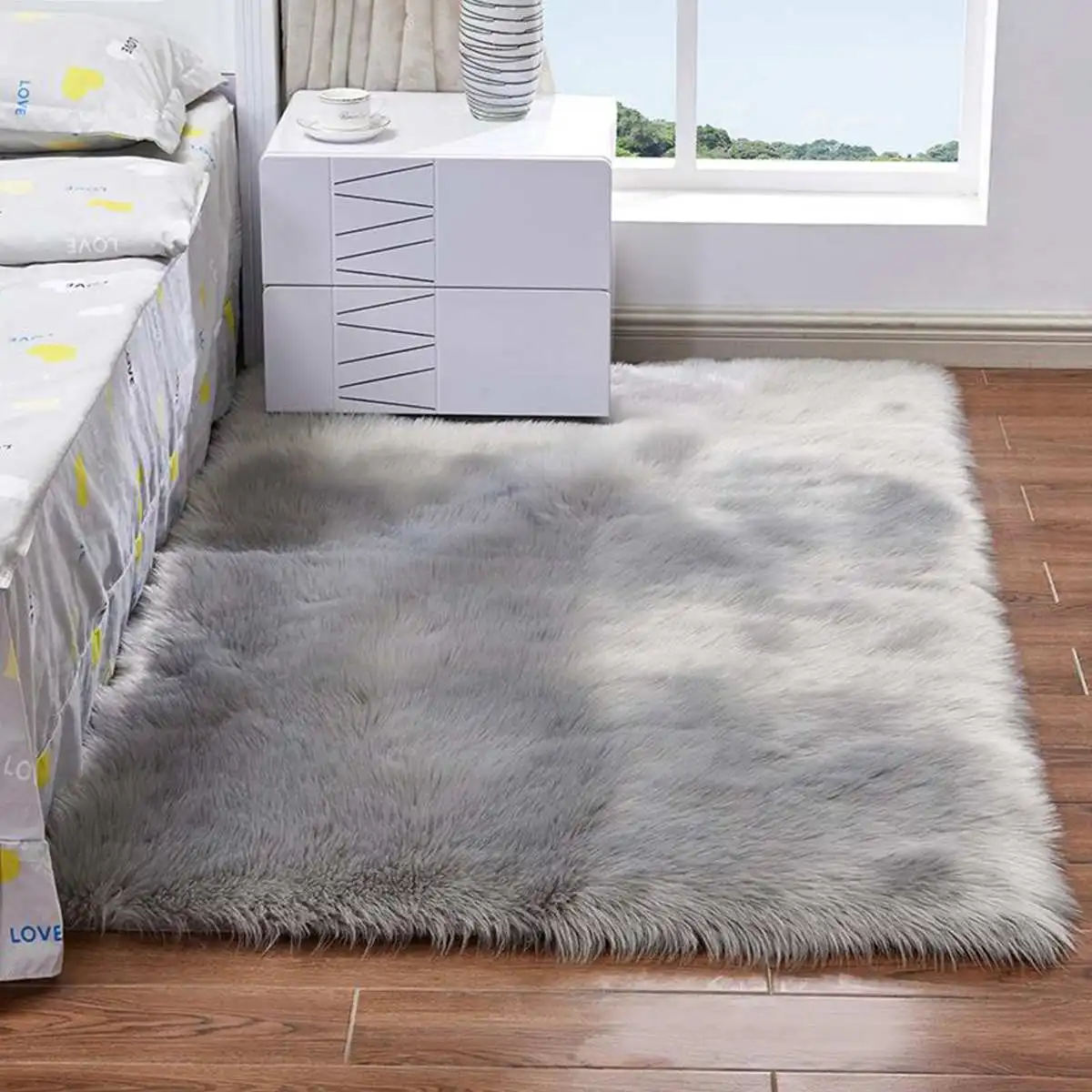 

180 x 80cm Polyacrylonitrile Fiber Fur Area Rugs Shaggy Carpet Floor Mat Plush Sofa Seat Pad Area Carpet for Living Room Bedroom