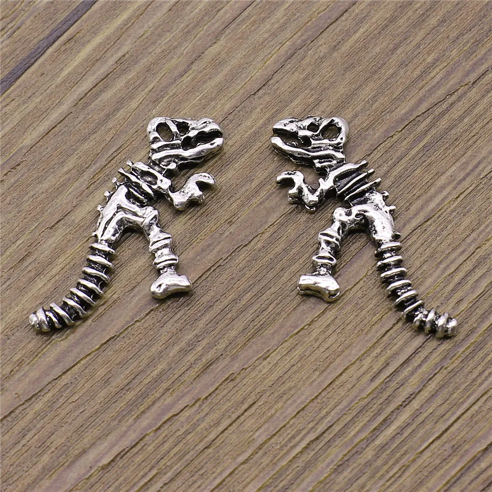 

6pcs Charms Dinosaur Skeleton DIY Jewelry Findings Antique Silver Color 26x16mm Dinosaur Skeleton Charms