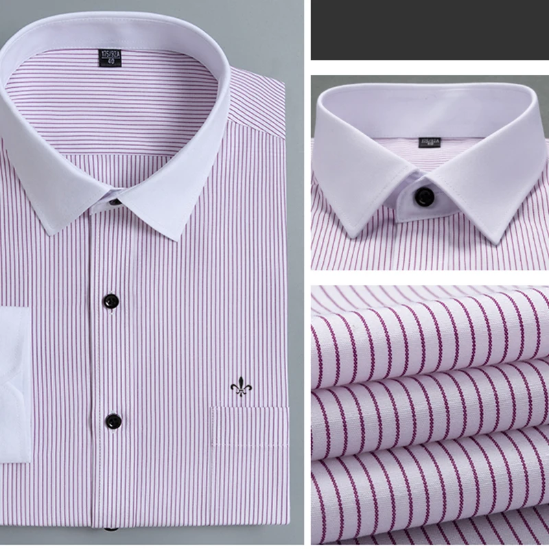 Плюс размер 9XL Dudalina полосатая вышивка мода Blusa Camisa Social Stripe длинный рукав Slim Fit рубашка мужская одежда с цветочным рисунком