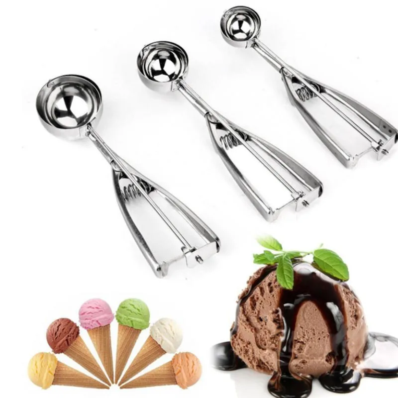 

1Pc New Ice Cream tools high quality Stainless Steel Multifunction Spring Handle fruit Potato Kitchen Fruit platter tool 4/5/6cm