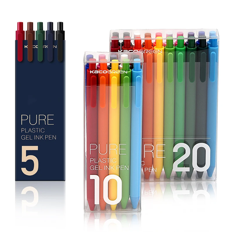 

Andstal KACO 10/5 Colors Retractable Gel Pen Set 0.5mm Colorful Gel Ink Pen Refill Gelpen For School Office Stationary Pens