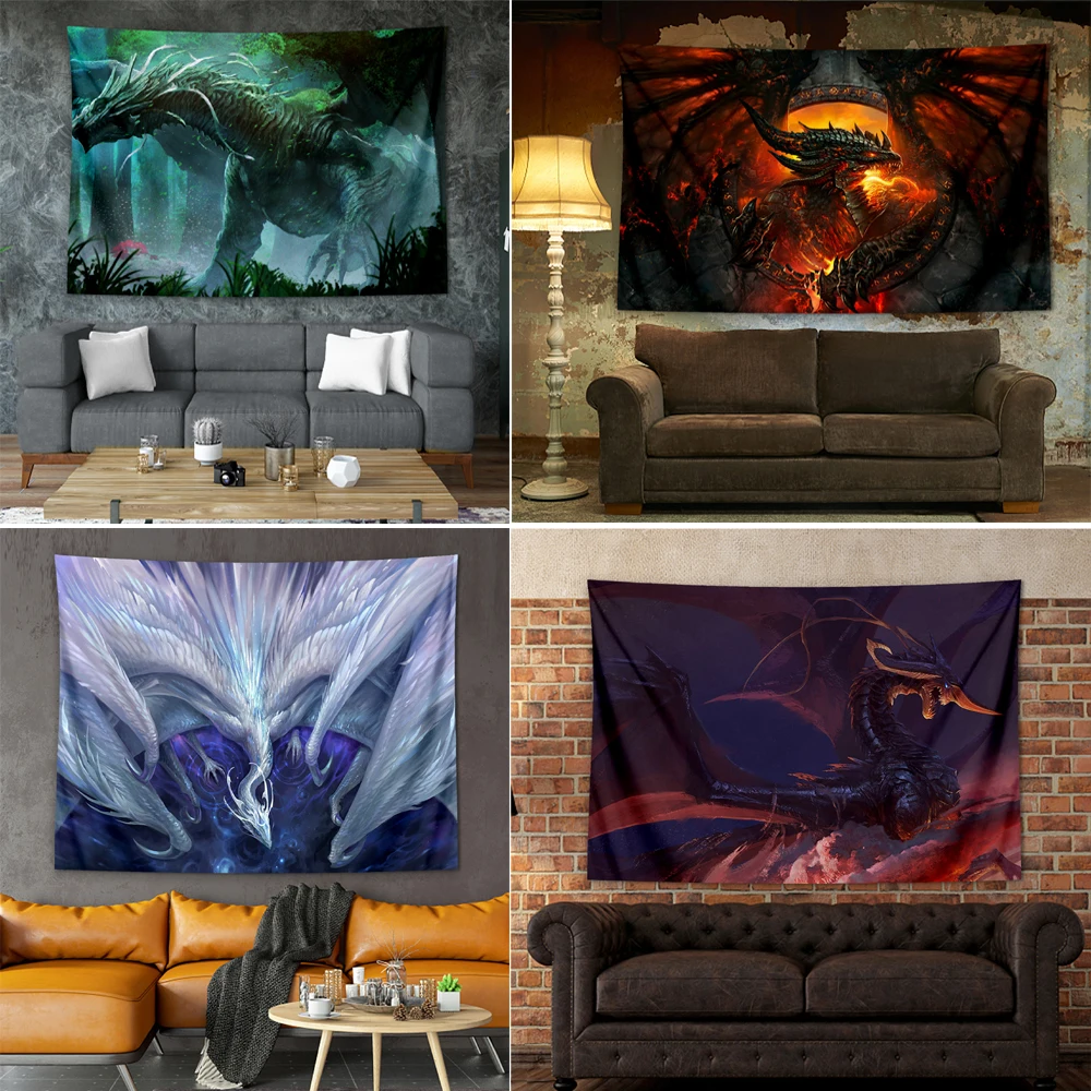 

Dragon Tapestry Wall Hanging Art Decoration Evil WesternDragons Print Blanket for Bedroom Backdrop Home Room Decor Nice Gift
