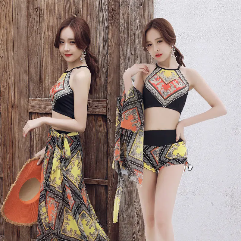 Женский купальник-танкини с принтом Раздельный купальник из трех предметов |