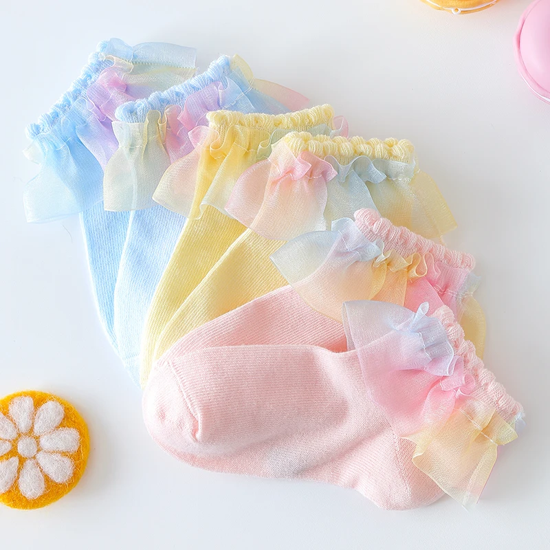 A Pair Baby Socks Spring And Autumn Pure Cotton Baby Loose Socks Children Princess Fashion  In The Big Children Lace Socks