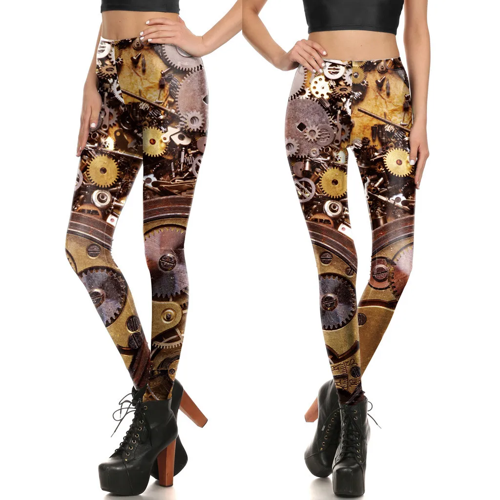 Женские леггинсы в готическом стиле эластичные джеггинсы с цифровым принтом