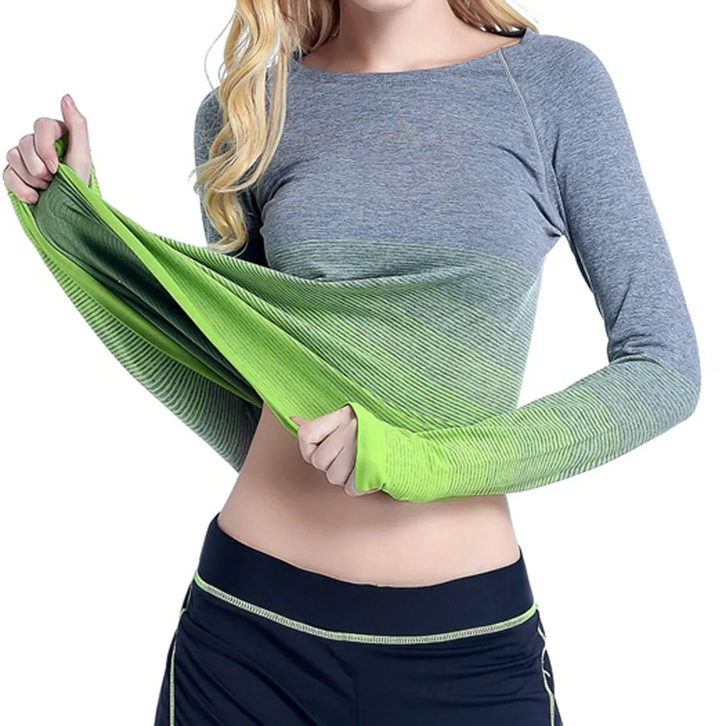 Повседневные тонкие топы футболки с длинным рукавом женская спортивная одежда