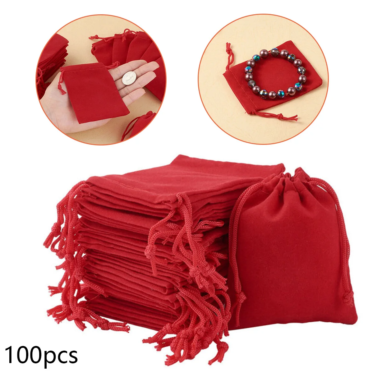 

100pcs Drawstring Velvet Jewelry Bags Drawable Sweets Packaging Gift Bags Baby Shower Birthday Party Wedding Favors For Guests