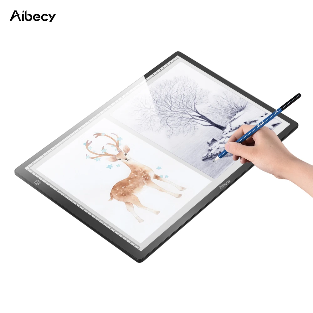 Aibecy Магнитный светодиодный светильник A3/A4, ультра тонкий бесступенчатый светильник с регулируемой яркостью