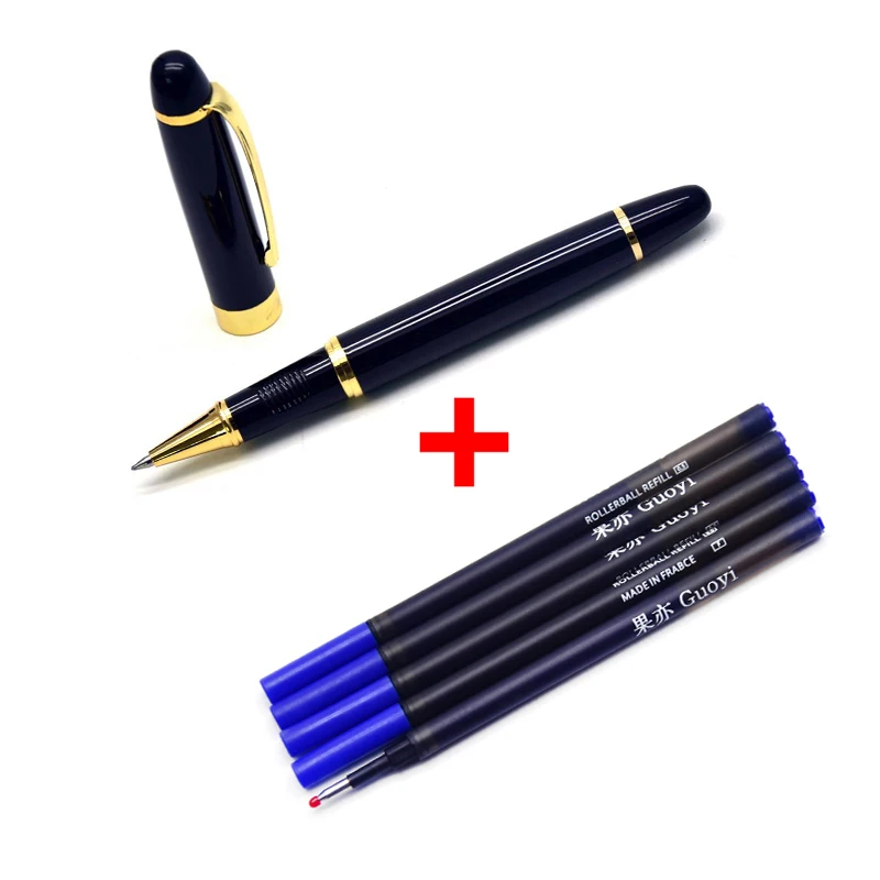 black - 5 Blue ink Guoyi A203 креативная металлическая гелевая ручка для обучения в офисе для школы, канцелярские принадлежности, подарки, роскошная ручка для отеля, шариковая ручка для делового письма - Цвет: black - 5 Blue ink